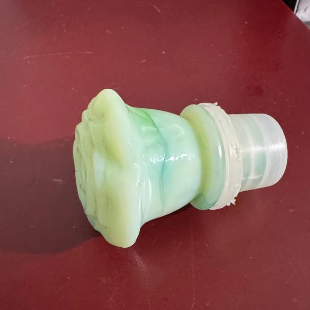 Vintage Avon Green Glass Vase with Floral Design